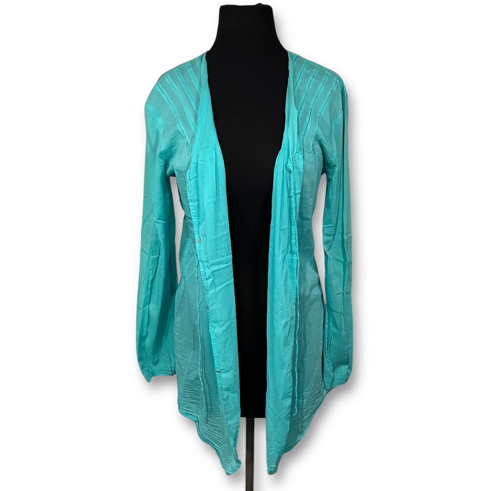 Athleta Turquoise Blue Sheer Lightweight Long Sleeve Swim Cover‎ Women's  M